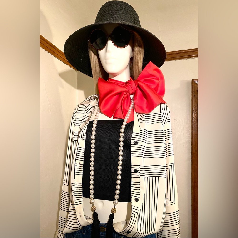 Geometric Striped Button-Up Shirt - H & M Sz XS